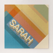 Retro-moderne naam met geometrische vormen & kleur legpuzzel (Horizontaal)