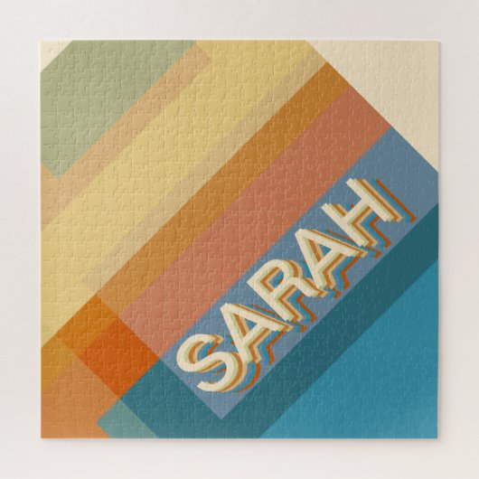 Retro-moderne naam met geometrische vormen & kleur legpuzzel (Verticaal)