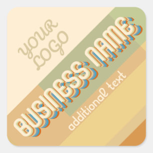 Retro-moderne naam met geometrische vormen & kleur vierkante sticker