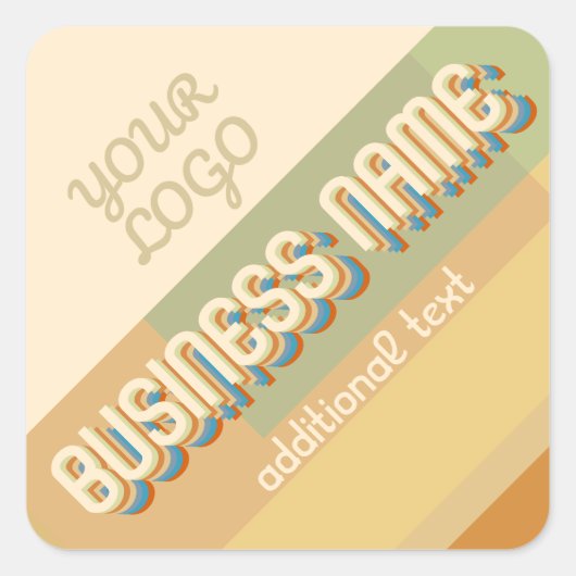 Retro-moderne naam met geometrische vormen & kleur vierkante sticker (Voorkant)