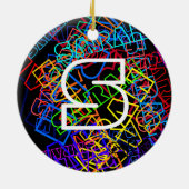 Retro-Moderne Naam & Monogram Heldere Kleuren & Zw Keramisch Ornament (Achterkant)