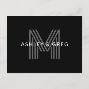 Retro Moderne Naam/Naam Bewerkbaar Monogram Zwart Briefkaart