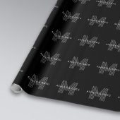 Retro Moderne Naam/Naam Bewerkbaar Monogram Zwart Cadeaupapier