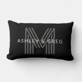 Retro Moderne Naam/Naam Bewerkbaar Monogram Zwart  Kussen (Voorkant)