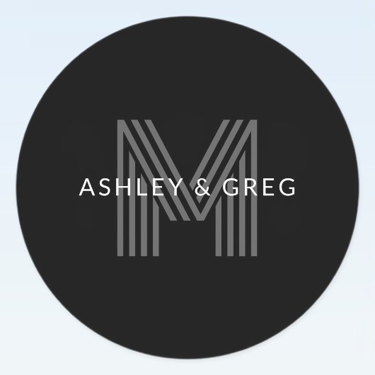 Retro Moderne Naam/Naam Bewerkbaar Monogram Zwart Labels