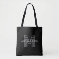 Retro Moderne Naam/Naam Bewerkbaar Monogram Zwart