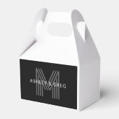 Retro Moderne Naam/ Namen Bewerkbaar Monogram Zwar Bedankdoosjes (Achterkant)