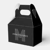Retro Moderne Naam/ Namen Bewerkbaar Monogram Zwar Bedankdoosjes (Achterkant)