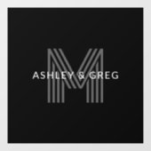 Retro Moderne Naam/ Namen Bewerkbaar Monogram Zwar Raamsticker (Vel)