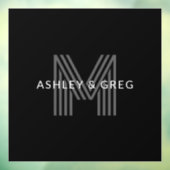 Retro Moderne Naam/ Namen Bewerkbaar Monogram Zwar Raamsticker (Vel 3)