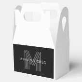 Retro Moderne Naam/namen Bewerkbaar Monogram Zwart Bedankdoosjes (Geopend)