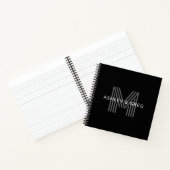 Retro Moderne Naam/ Namen Bewerkbare Monogram Zwar Notitieboek (Binnen)