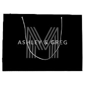 Retro Moderne Naam/s Bewerkbaar Monogram Zwart & G Groot Cadeauzakje (Achterkant)