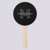 Retro Moderne Naam/s Bewerkbaar Monogram Zwart & G Handwaaier