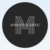 Retro Moderne Naam/s Bewerkbaar Monogram Zwart & G Labels