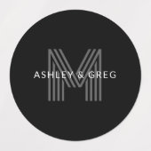 Retro Moderne Naam/s Bewerkbaar Monogram Zwart & G Labels (Design 2)