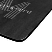 Retro Moderne Naam/s Bewerkbaar Monogram Zwart & G Snijplank (Hoek)