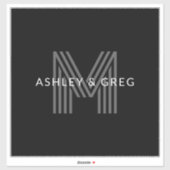 Retro Moderne Naam/s Bewerkbaar Monogram Zwart & G Sticker (Vel)