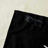 Retro Moderne Naam/s Bewerkbaar Monogram Zwart & G Strandlaken (In situ)