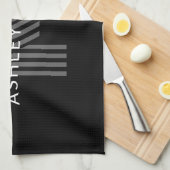 Retro Moderne Naam/s Bewerkbaar Monogram Zwart & G Theedoek (Quarter Fold)