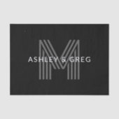 Retro Moderne Naam/s Bewerkbaar Monogram Zwart & G Tissuepapier (Voorkant)