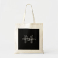Retro Moderne Naam/s Bewerkbaar Monogram Zwart & G