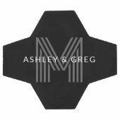 Retro Moderne Naam/s Bewerkbaar Monogram Zwart & G Voetbal (Enkel)