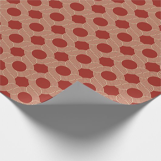 Retro moderne Oranje bruine jaren zeventig geometr Cadeaupapier (Hoek)