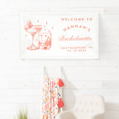 Retro Moderne Oranje Cocktail Bachelorette Spandoek (Insitu)
