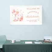Retro Moderne Oranje Cocktail Bachelorette Spandoek (Beurs)