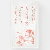 Retro Moderne Oranje Cocktail Bachelorette Spandoek (Verticaal)