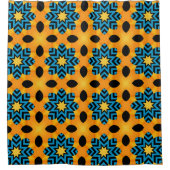 Retro Moderne Oranje En Blauwe Douchegordijn (Voorkant)