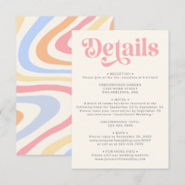 Retro Moderne Pastel Trouwdetails Informatiekaartje