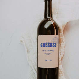 Retro Moderne 'Proost!' Aangepast Wijnlabel voor T Wijn Etiket