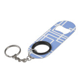 Retro Moderne Rechthoeken op het Blauw van de Mini Flessenopener (Voorkant Gekanteld)