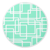 Retro moderne rechthoeken op verdunde Aqua Keramische Knop (Voorkant)