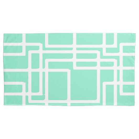 Retro moderne rechthoeken op verdunde Aqua Kussensloop (Voorkant-Links)