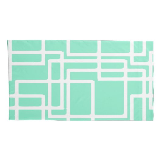 Retro moderne rechthoeken op verdunde Aqua Kussensloop (Achterkant-Rechts)