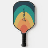 Retro moderne regenboog gepersonaliseerd pickleball paddle (Achterkant)