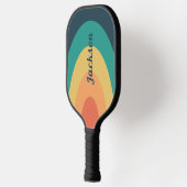 Retro moderne regenboog gepersonaliseerd pickleball paddle (Links)
