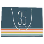 Retro Moderne Regenboog Strepen Verjaardag 35e Groot Cadeauzakje (Achterkant)