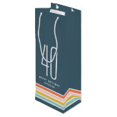 Retro Moderne Regenboog Strepen Verjaardag 40e Wijn Cadeautas (Achterkant Gekanteld)
