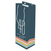 Retro Moderne Regenboog Strepen Verjaardag 40e Wijn Cadeautas (Voorkant Gekanteld)