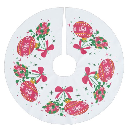 Retro Moderne Rode Kerst Ornamente Kerstboom Rok (Voorkant)
