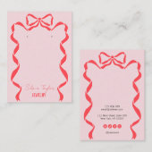 Retro moderne rode roze strik lint oorbel display visitekaartje (Voorkant / Achterkant)