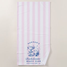 Retro Moderne Roze & Blauwe Meisjesuitje Weekend Strandlaken