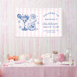Retro moderne roze & blauwe vrijgezellenweekend spandoek