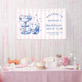 Retro moderne roze & blauwe vrijgezellenweekend spandoek