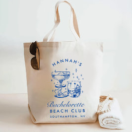 Retro moderne roze & blauwe vrijgezellenweekend tote bag
