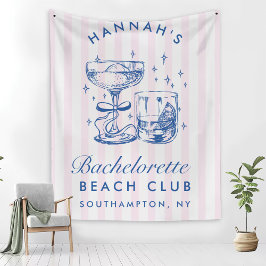 Retro moderne roze & blauwe vrijgezellenweekend wandkleed